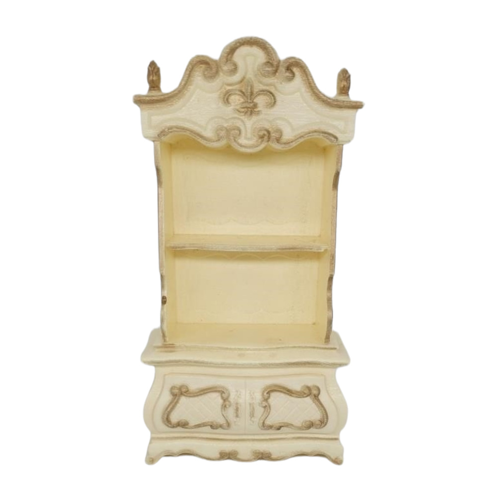 Vintage Marx Sindy Large Bookcase Doll Furniture 10.5" 1979 Ivory and Gold